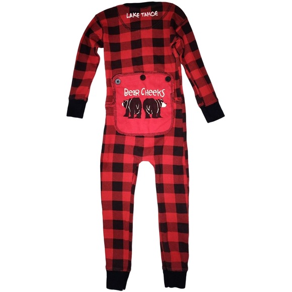 Lazy One Other - Lazy One Red Black 1pc Bear Cheeks Toddler Size 2T‎ Pajamas Jumpsuit Cotton
